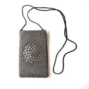 Beaded Cross Body Bag  - Silver